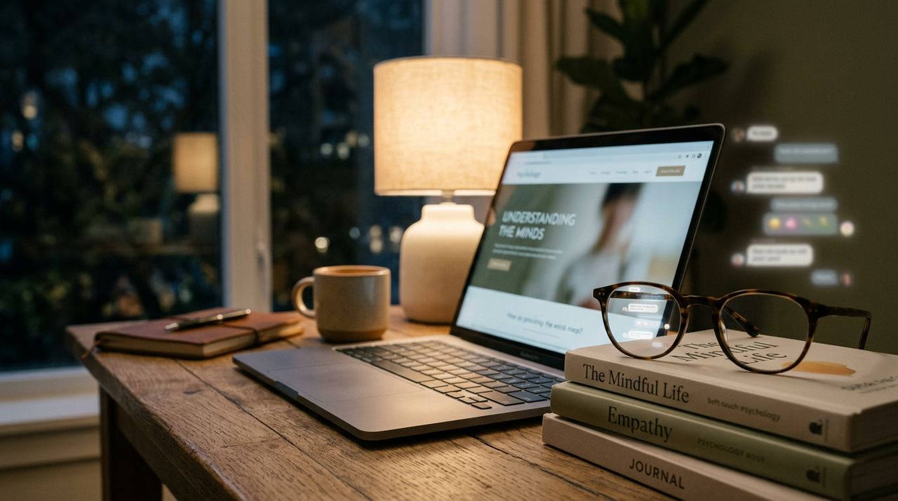 Notebook e óculos com reflexo de conversas, metáfora de vigilância digital